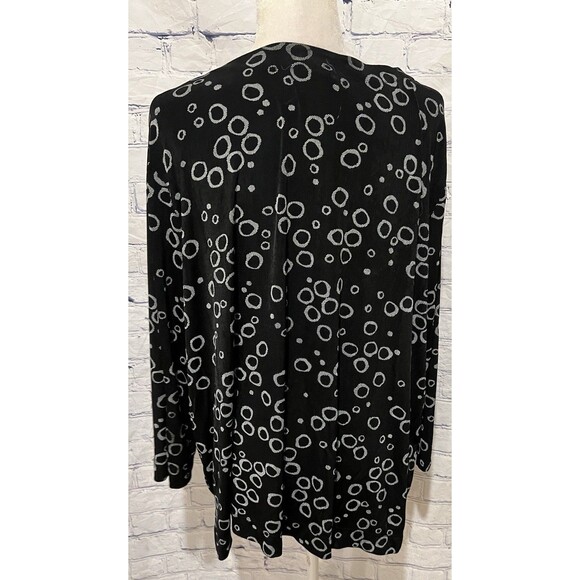 Ruby Rd Top Button Down Blouse Stretch Long Sleeve Black & white Circles Size 3X - Picture 4 of 5